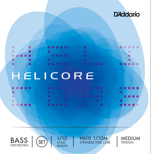D'addario Helicore Orchestral Bass String SET, 1/10 Scale, Medium Tension - Poppa's Music