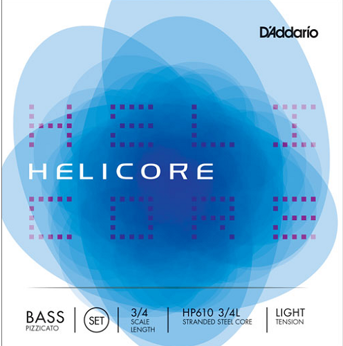 D'addario Helicore Pizzicato Bass String SET, 3/4 Scale, Light Tension - Poppa's Music