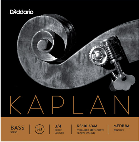 D'addario Kaplan Solo Double Bass String SET, 3/4 Scale, Medium Tension - Poppa's Music