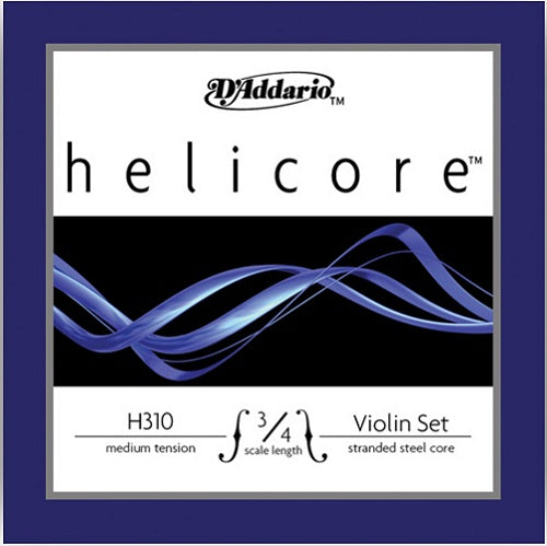 D'addario Helicore Violin String SET, 3/4 Scale, Medium Tension - Poppa's Music