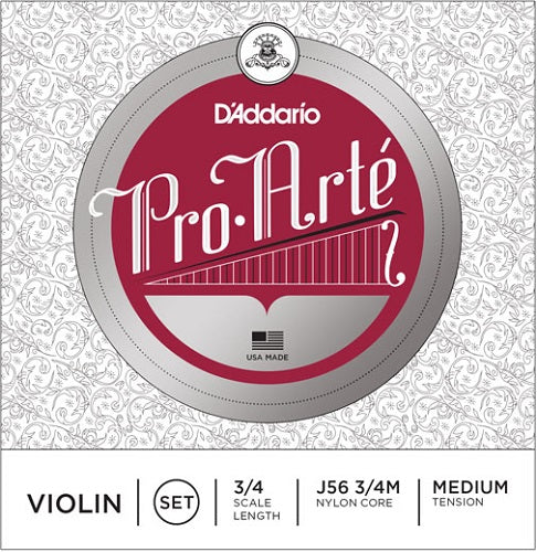 D'addario Pro-Arte Violin String SET, 3/4 Scale, Medium Tension - Poppa's Music