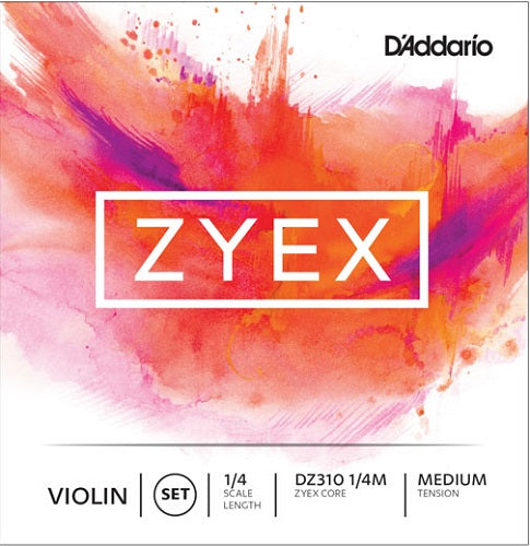 D'addario Zyex Violin String SET, 1/4 Scale, Medium Tension - Poppa's Music