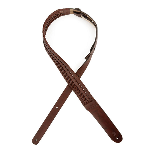 D'addario Planet Waves Brown Braided Leather Guitar Strap - Poppa's Music