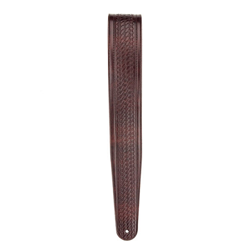 D'addario Planet Waves Brown Embossed Weave Leather Guitar Strap - Poppa's Music