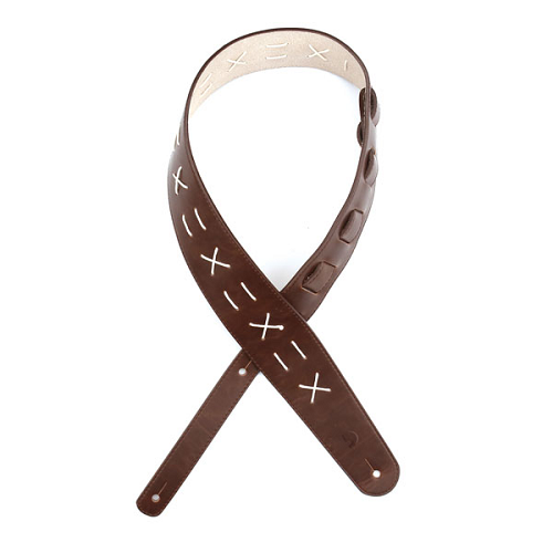 D'addario Planet Waves Decorative Stitch Leather Guitar Strap - Poppa's Music