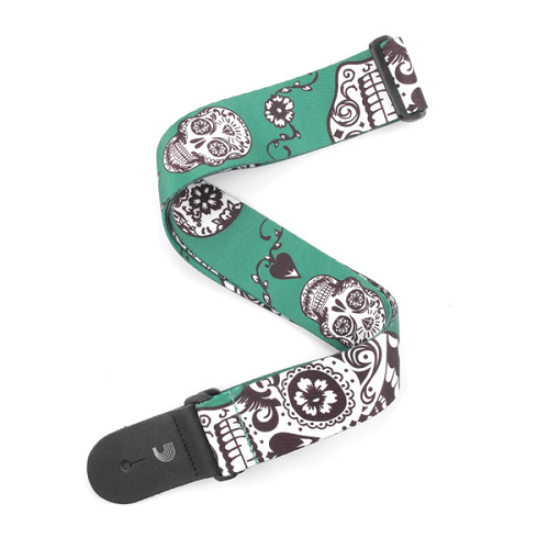 D'addario Planet Waves Sugar Skulls Woven Guitar Strap - Poppa's Music