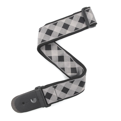 D'addario Planet Waves Americana Woven Buffalo Check-Grey Guitar Strap - Poppa's Music