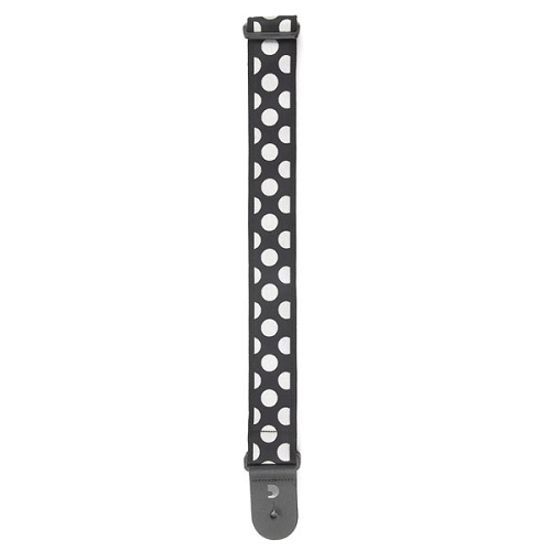 D'addario Planet Waves Black W/ Silver Large Polka Dots Woven Guitar Strap - Poppa's Music