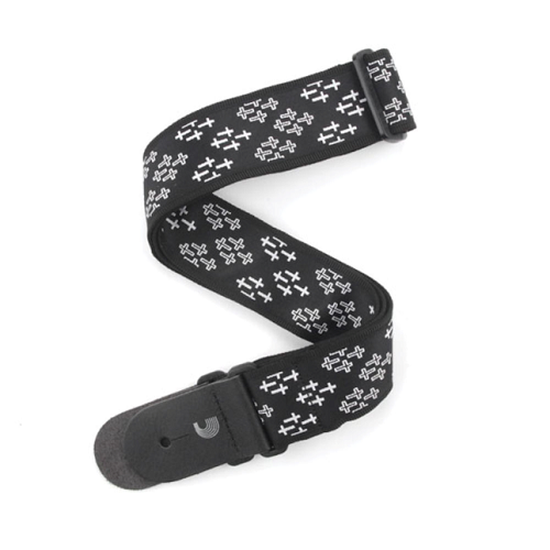 D'addario Planet Waves Black and White Crossprint Woven Guitar Strap - Poppa's Music