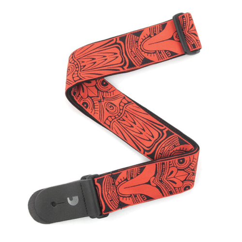 D'addario Planet Waves Red Tiki Mask Woven Guitar Strap - Poppa's Music
