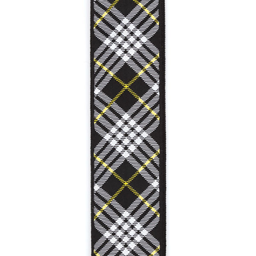 D'addario Planet Waves Americana Woven Tartan - BLACK, White & Yellow Guitar Strap - Poppa's Music