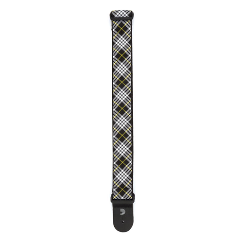 D'addario Planet Waves Americana Woven Tartan - BLACK, White & Yellow Guitar Strap - Poppa's Music