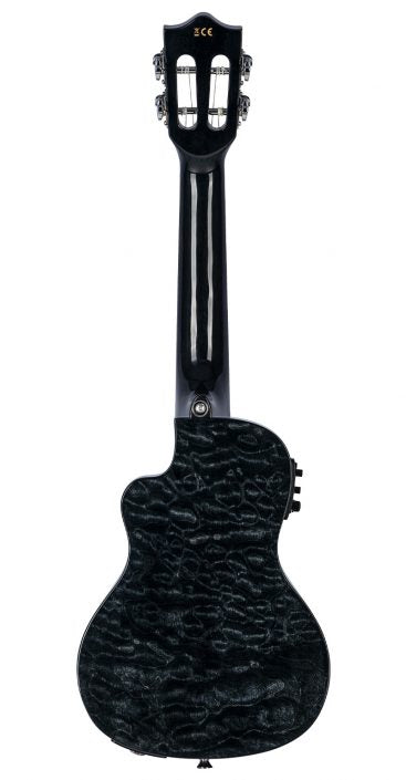 Lanikai Quilted Maple Series Acoustic/Electric Concert Ukulele Black Stain QM-BKCEC - Poppa's Music 