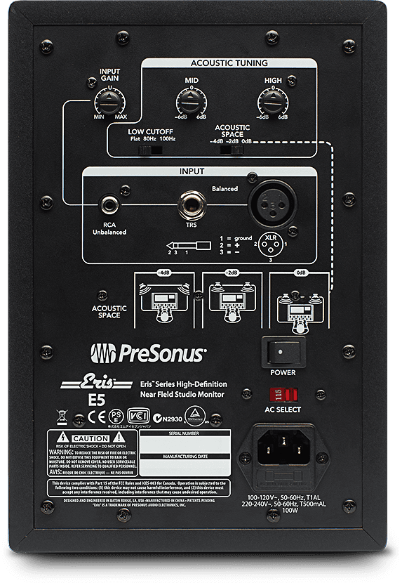 PreSonus Eris E5 5 inch Powered Studio Monitor - Poppa's Music