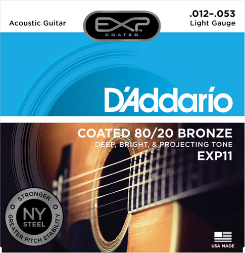 D'addario Coated 80/20 Bronze, Light, 12-53 Acoustic Guitar Strings - 25-PACK - Poppa's Music