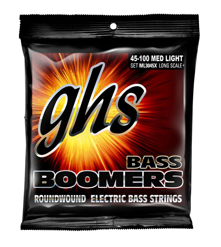 GHS Boomers Roundwound Nickel - Medium-Light - Electric Bass Guitar Strings - ML3045X - Poppa's Music