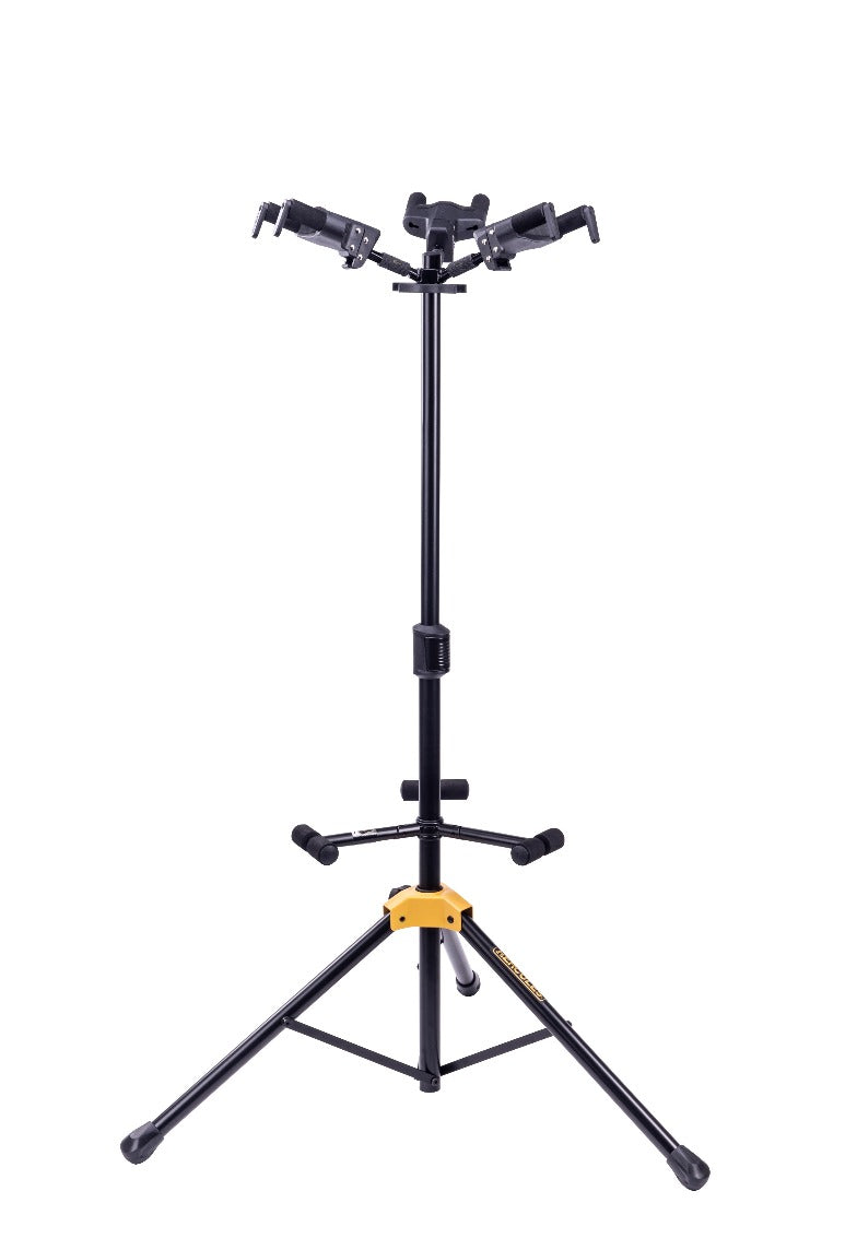 Hercules Auto Grab Triple Guitar Stand W/ Folding Back Rest - GS432BPLUS - Poppa's Music