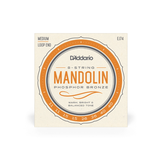 D'Addario EJ74 Phosphor Bronze Mandolin Strings,Medium,11-40 - Poppa's Music