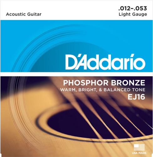 D'addario Phosphor Bronze, Light, 12-53 Acoustic Guitar Strings (25-Sets) EJ16-B25 - Poppa's Music