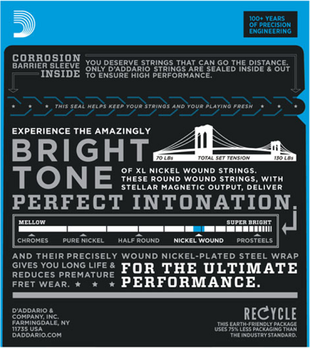 D'addario Nickel Wound, Medium Top, Extra-Heavy Bottom, 11-56 Electric Guitar Strings - Poppa's Music