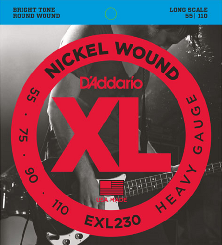 D'addario Nickel Wound, Heavy, Long Scale, 55-110 Bass Guitar Strings - Poppa's Music