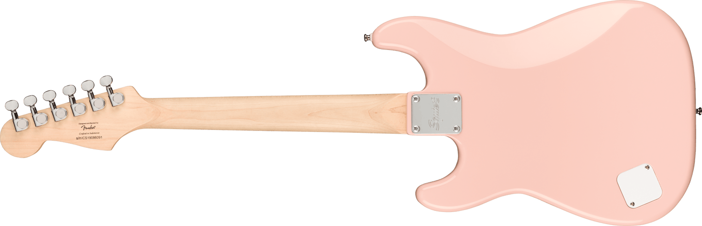Squier Mini Stratocaster Laurel Fingerboard, White Pickguard, Shell Pink