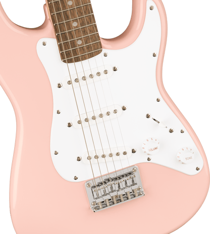 Squier Mini Stratocaster Laurel Fingerboard, White Pickguard, Shell Pink