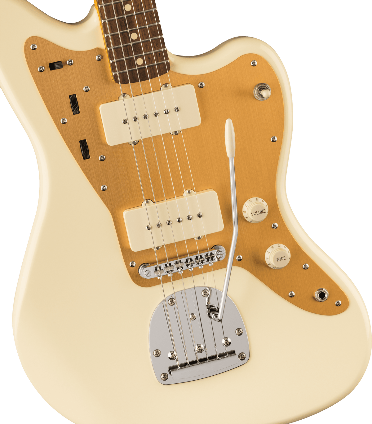 Squier J Mascis Jazzmaster®, Laurel Fingerboard, Gold Anodized Pickguard, Vintage White