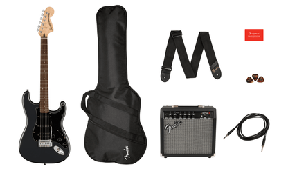 Squier Affinity Series® Stratocaster® HSS Pack, Laurel Fingerboard, Charcoal Frost Metallic, Gig Bag, 15G - 120V