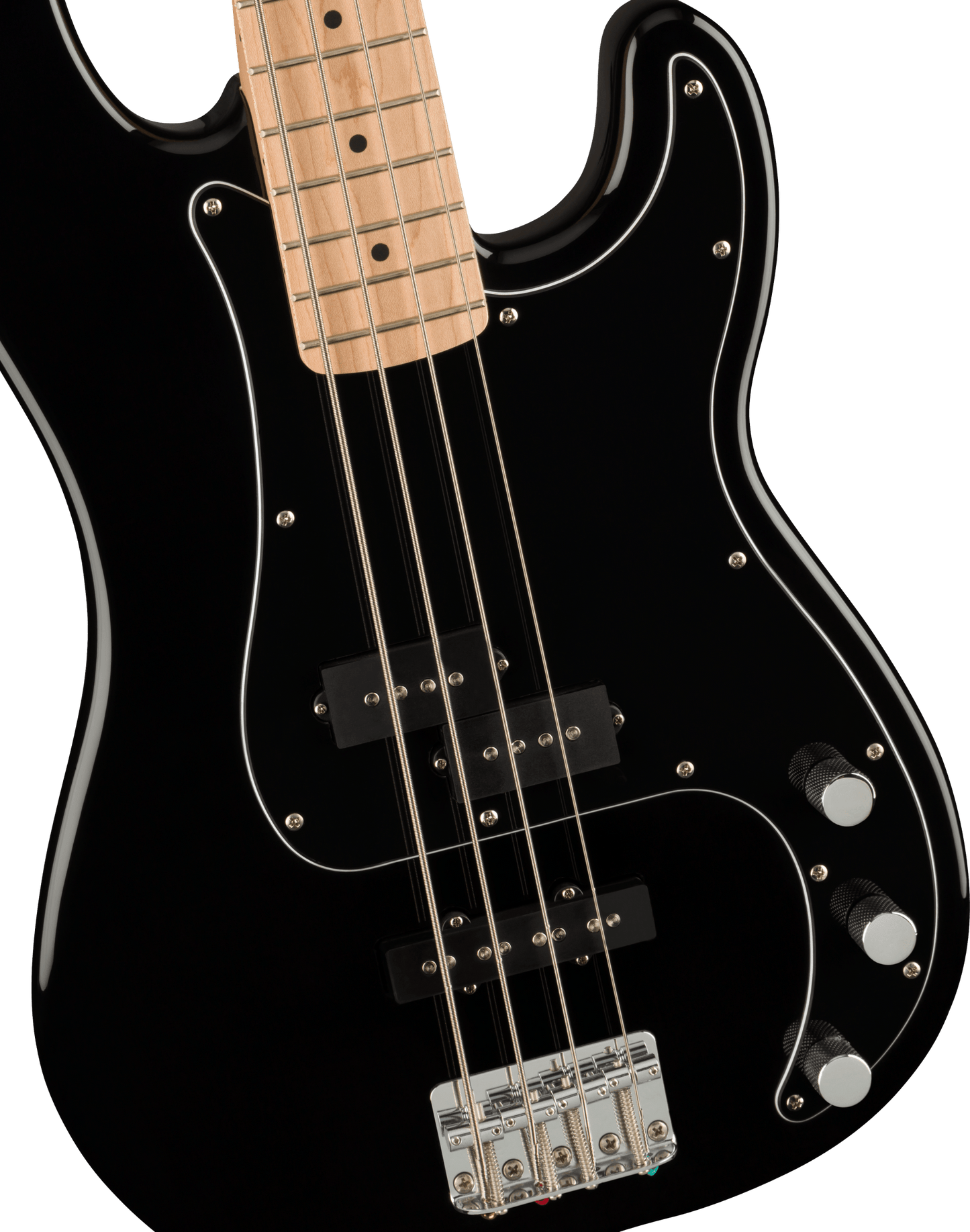 Squier Affinity Series® Precision Bass® PJ Pack, Maple Fingerboard, Black, Gig Bag, Rumble 15 - 120V