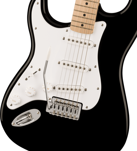 Squier Sonic Stratocaster Left-Handed Maple Fingerboard White Pickguard, Black