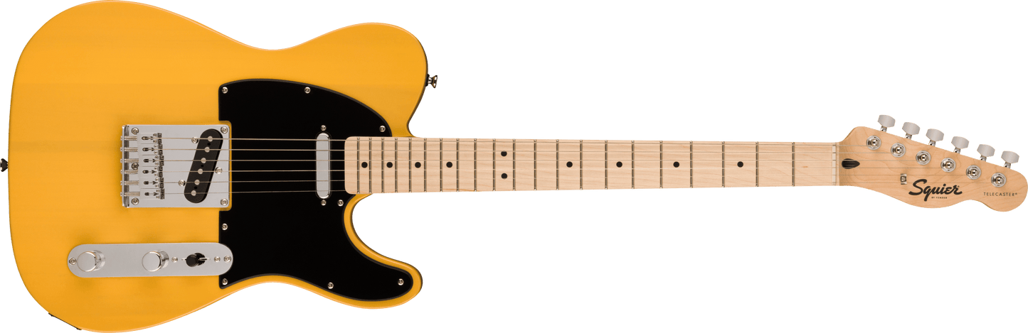 Squier Sonic® Telecaster®, Maple Fingerboard, Black Pickguard, Butterscotch Blonde