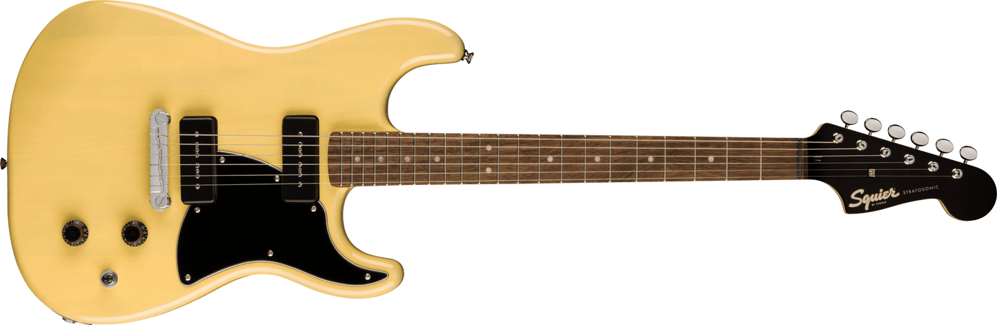 Squier Paranormal Strat-O-Sonic Laurel Fingerboard, Black Pickguard, Vintage Blonde