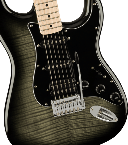 Squier Affinity Series® Stratocaster® FMT HSS, Maple Fingerboard, Black Pickguard, Black Burst