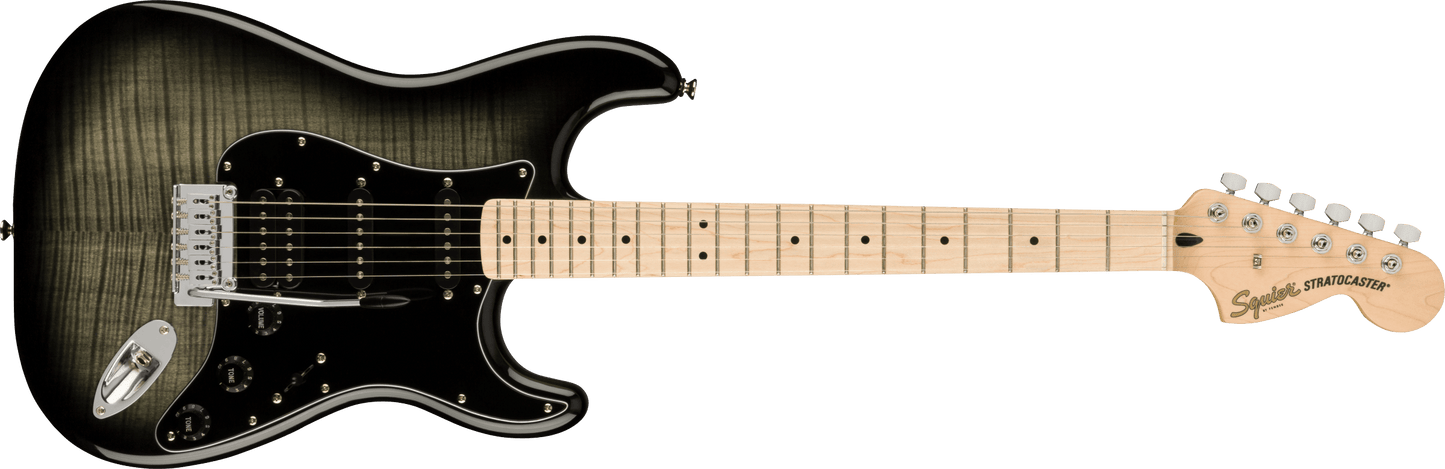 Squier Affinity Series® Stratocaster® FMT HSS, Maple Fingerboard, Black Pickguard, Black Burst