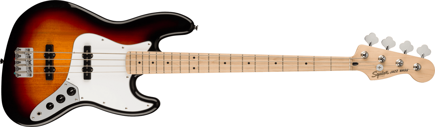 Squier Affinity Series Jazz Bass Maple Fingerboard, White Pickguard, 3-Color Sunburst