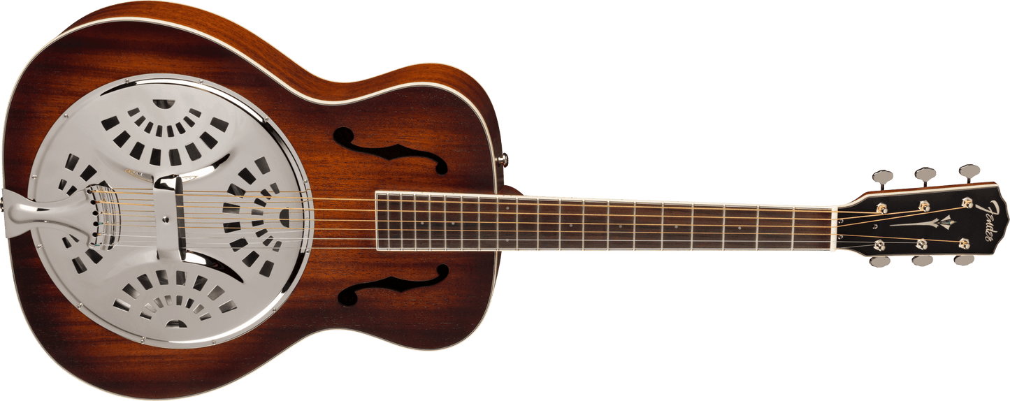 Fender PR-180E Resonator Guitar, Walnut board, Aged Cognac Burst