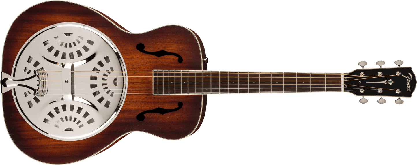 Fender PR-180E Resonator Guitar, Walnut board, Aged Cognac Burst