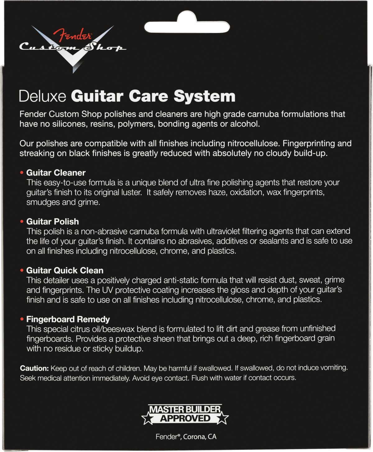 Fender Custom Shop Deluxe Guitar Care System, 4 Pack, Black 0990539000