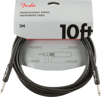 Fender Professional Series Instrument Cable, Straight/Straight, 10', Black 0990820024