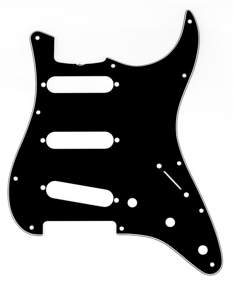 Fender Pickguard, Stratocaster® S/S/S (with Truss Rod Notch), 11-Hole Vintage Mount, Black, 3-Ply 0991345000