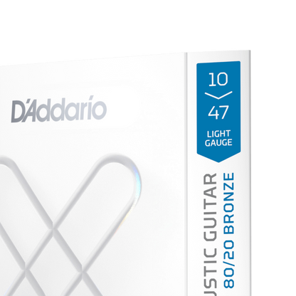 D'Addario 10-47 Light 12-String, XS 80/20 Bronze Coated Acoustic Guitar Strings XSABR1047-12