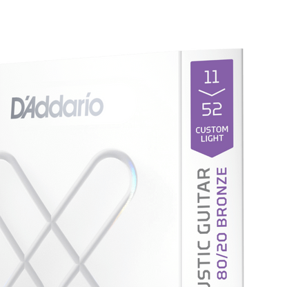 D'Addario 11-52 Custom Light, XS 80/20 Bronze Coated Acoustic Guitar Strings XSABR1152