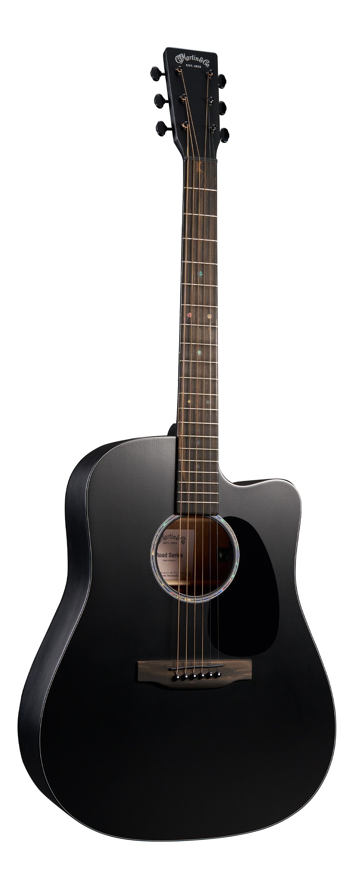Martin Road Series DC-10E Modern Black Acoustic-Electric Guitar with Softshell Case