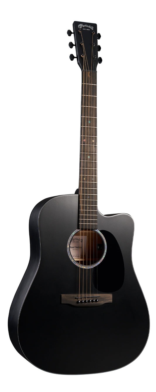 Martin Road Series DC-10E Modern Black Acoustic-Electric Guitar with Softshell Case