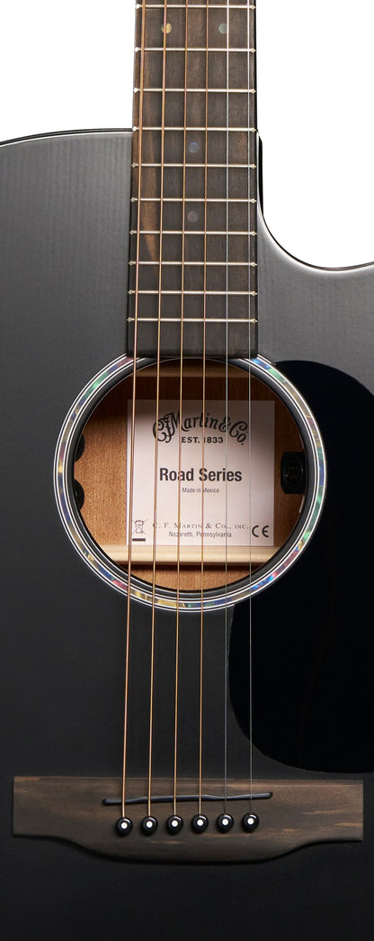 Martin Road Series DC-10E Modern Black Acoustic-Electric Guitar with Softshell Case