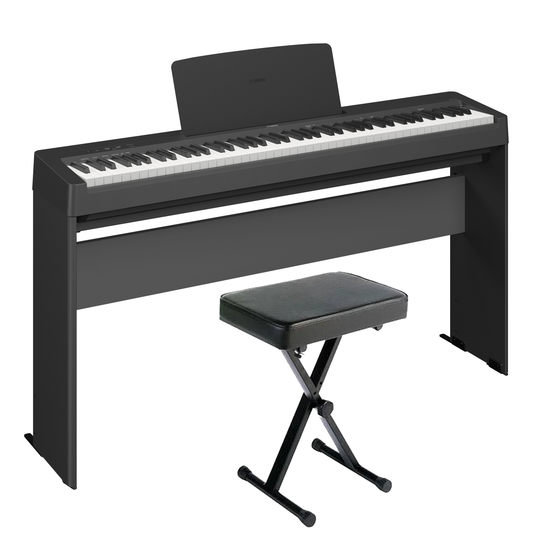 Yamaha P143LXB 88-Key Weighted Keyboard Bundle with L100B Stand and PKBB1 X-Style Bench