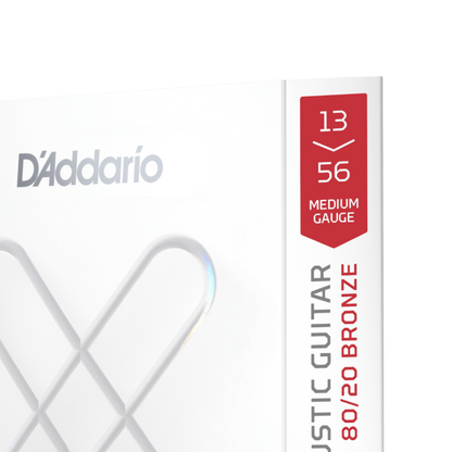 D'Addario 13-56 Medium, XS 80/20 Bronze Coated Acoustic Guitar Strings 3-Pack XSABR1356-3P