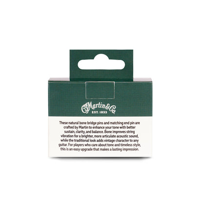 Martin Bridge and End Pin Set Bone, White with Black Inlay
