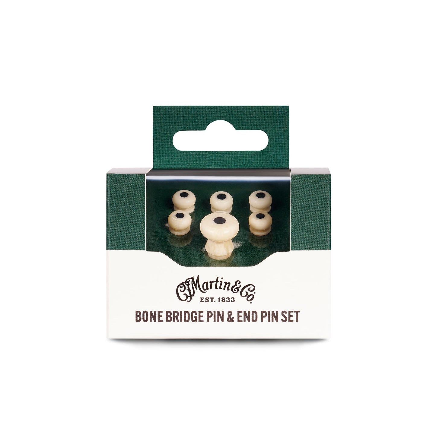 Martin Bridge and End Pin Set Bone, White with Black Inlay